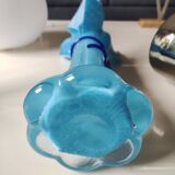 Large Murano Vase Floral Design, Opaline. Relief Ribbon Bow Decor