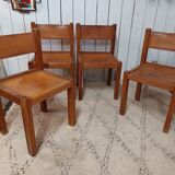 4 elm and leather chairs 1950