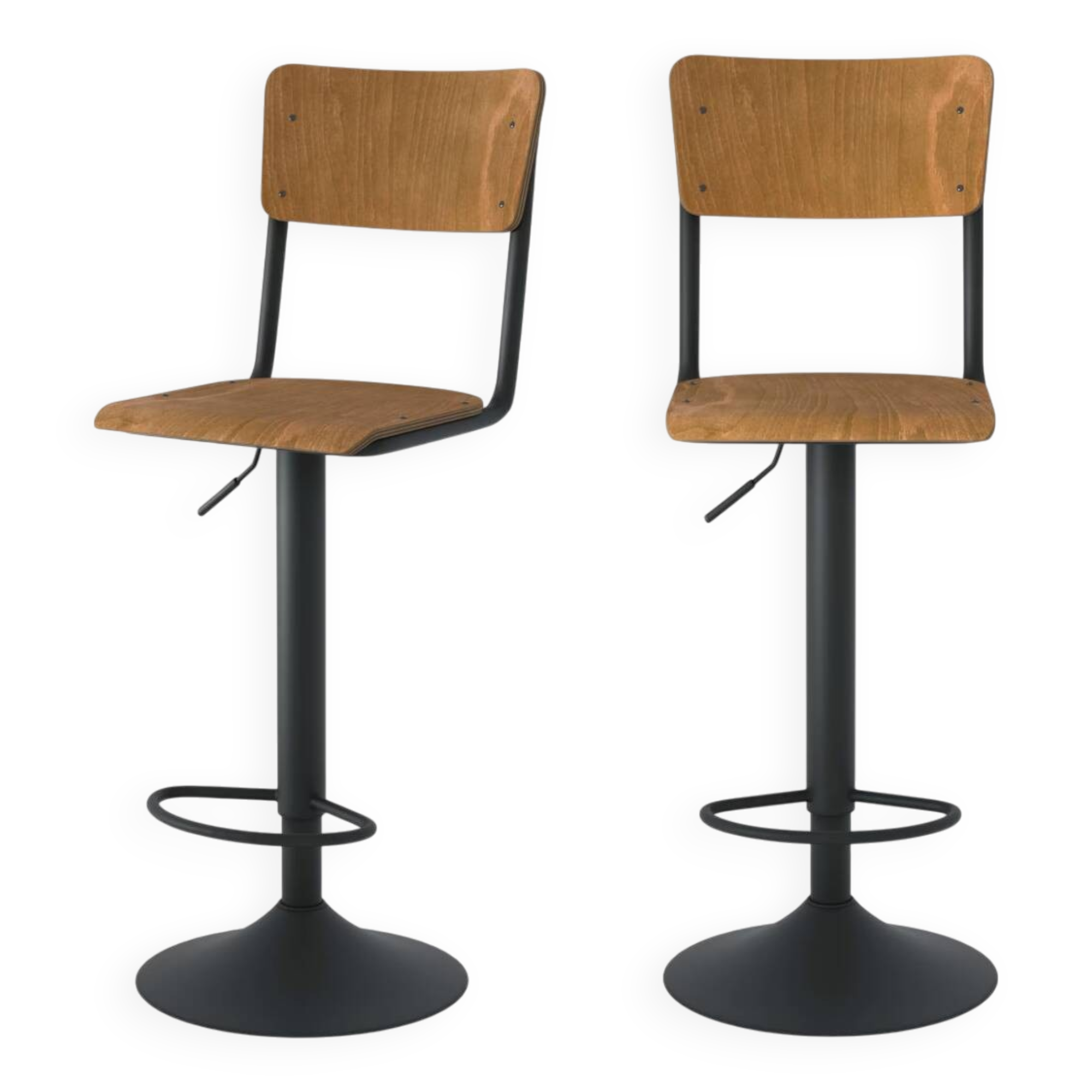 Lot de 2 chaises de bar réglables 60/80 cm en bois