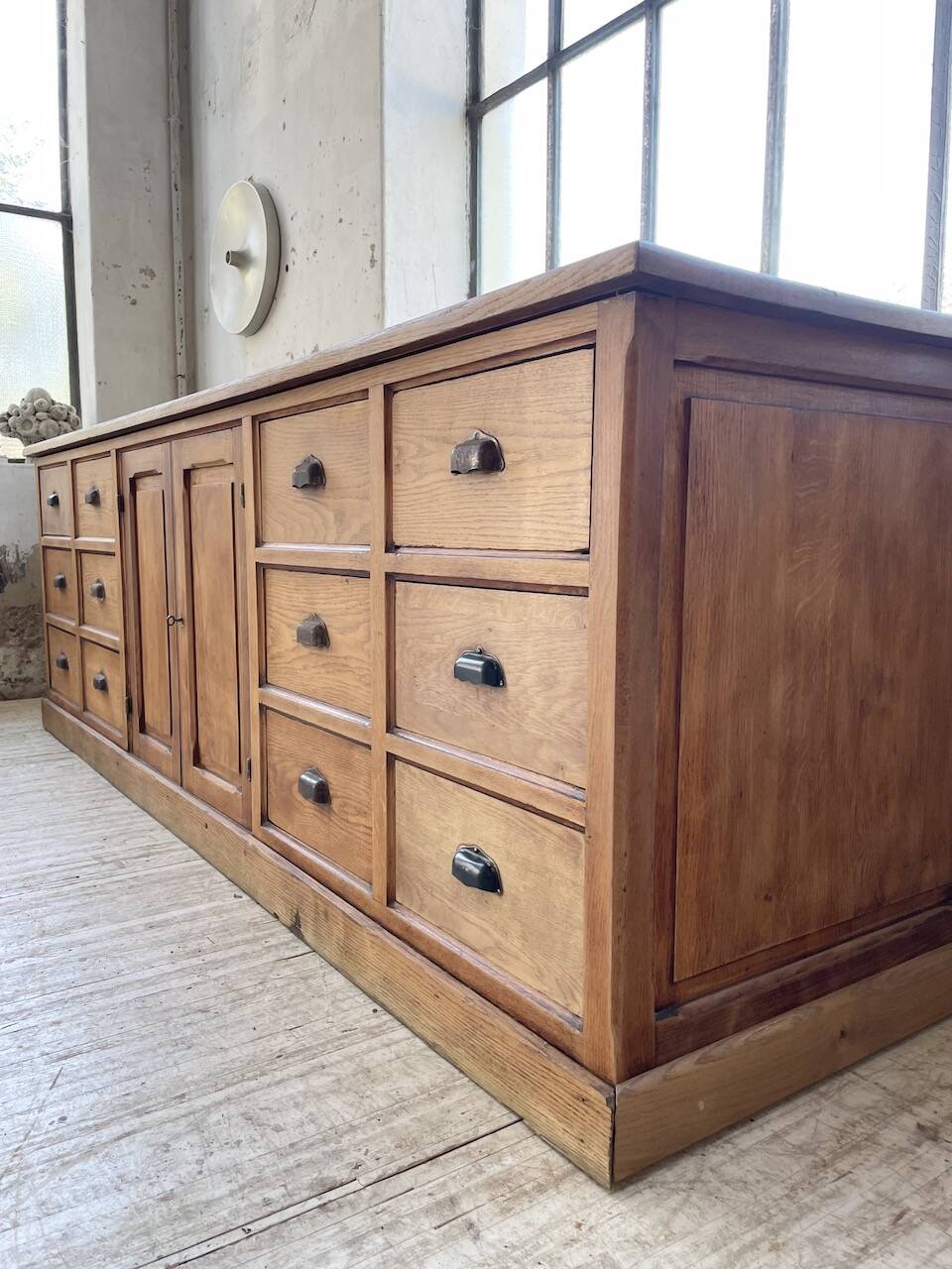 XXL solid oak counter sideboard