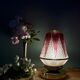 Vintage Art Deco globe table lamp in transparent and purple glass.