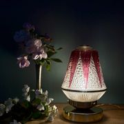 Vintage Art Deco globe table lamp in transparent and purple glass.