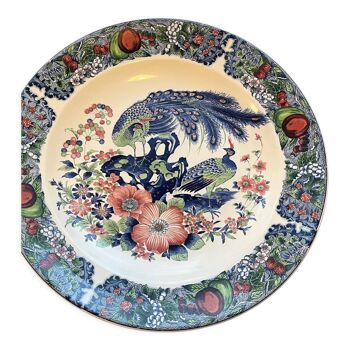 Plat en faïence japonais à motif de paon