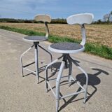 Set of 2 high workshop chairs, Nicolle model, known as whale tail