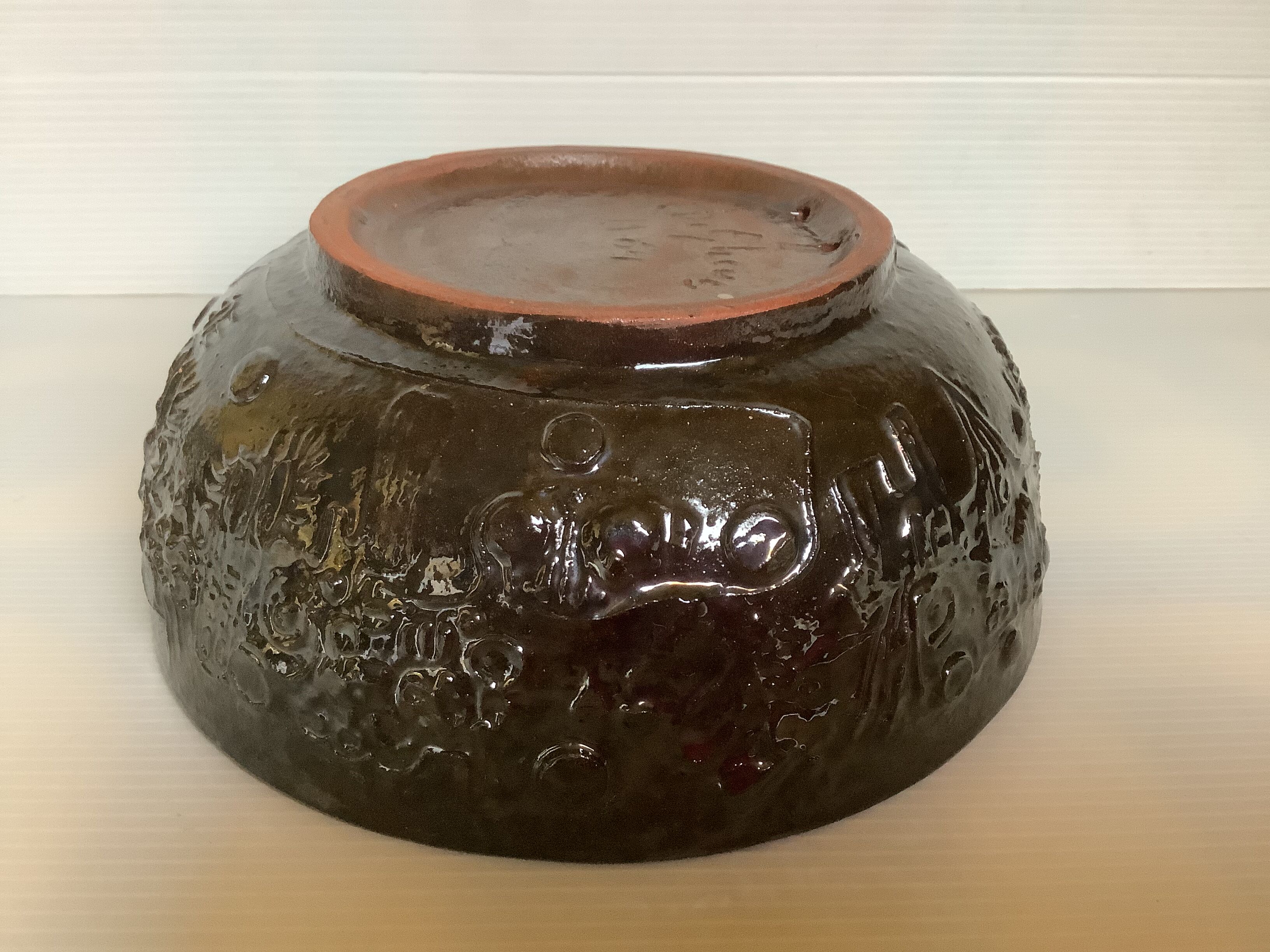 Empty raku ceramic pocket signed De Gheus