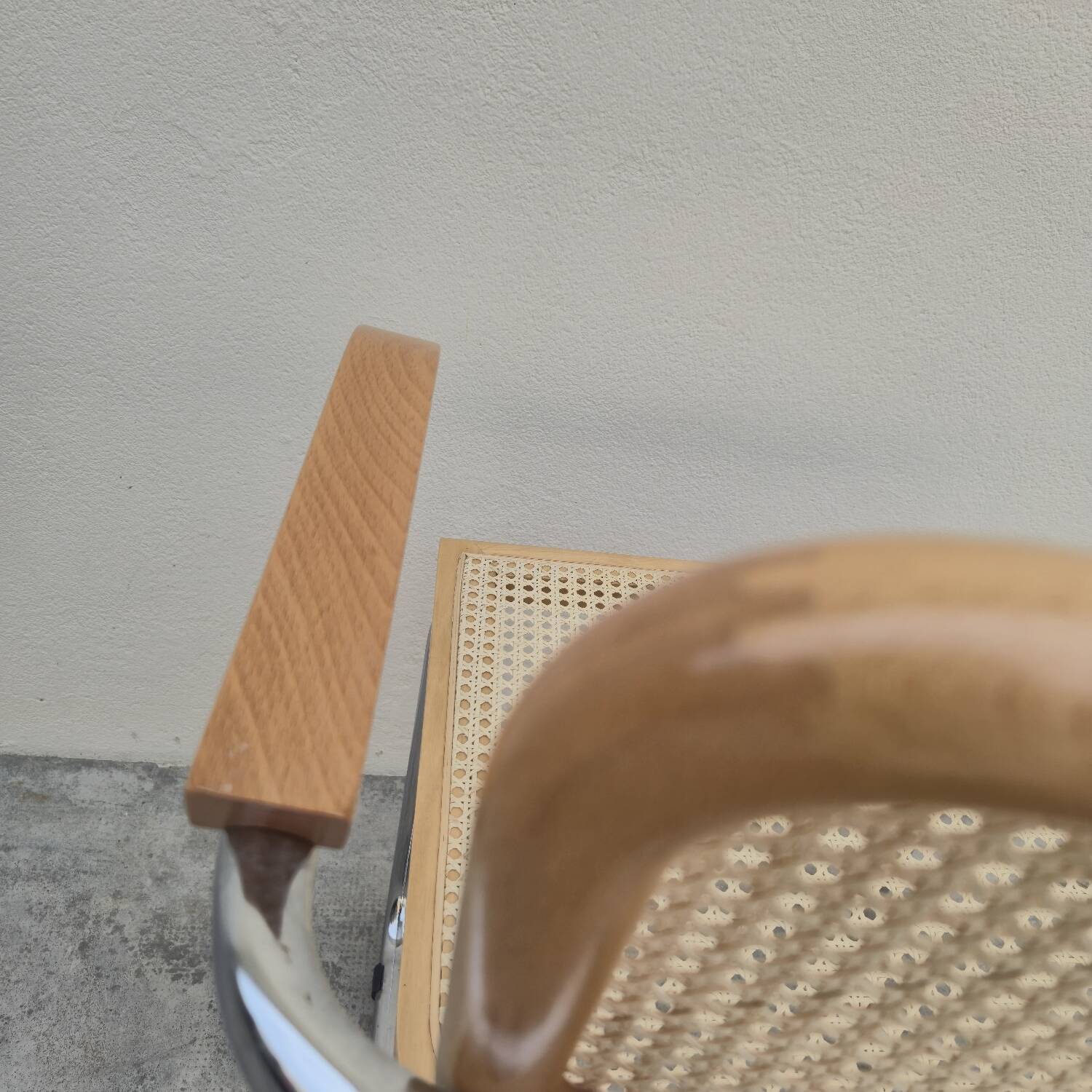 Breuer style armchair in original vintage canework