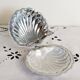 Scallop shell butter dish in metal and glass