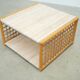 Table basse en travertin et en rotin