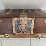 Mauritanian travel chest "Sanduq" copper and iron ornaments late 19th century