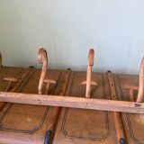 Porte manteau en bois courbé, 4 crochets, ancienne patère débu