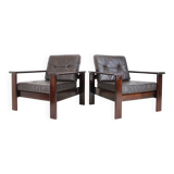 Paire de fauteuils scandinaves en cuir des années 1960