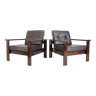 Paire de fauteuils scandinaves en cuir des années 1960