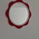 Round wall mirror 53 cm red/white vintage 1960s/70s