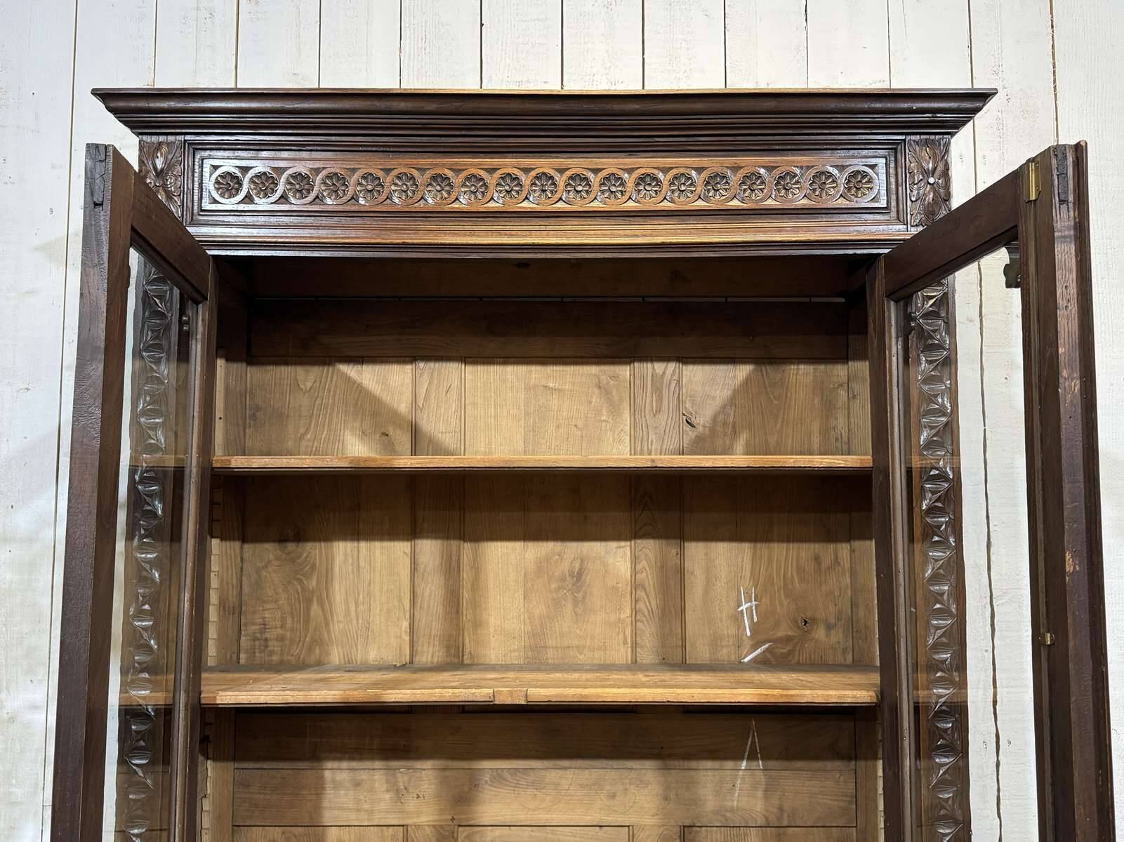 Breton library from the early 20th century in chestnut wood