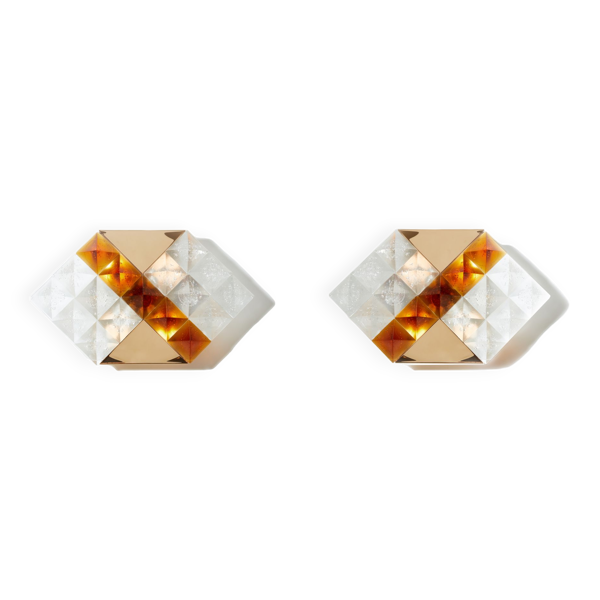 Paire d’appliques Albano Poli pour Poliarte verre et laiton 1970