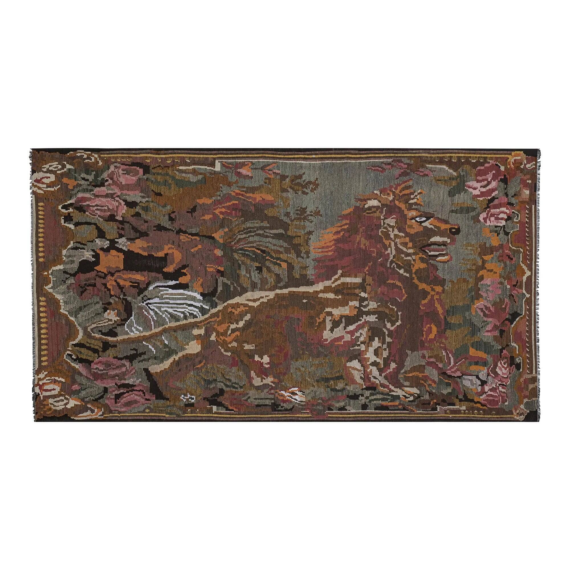 Vintage Turkish kilim, handwoven, 195x348 cm.