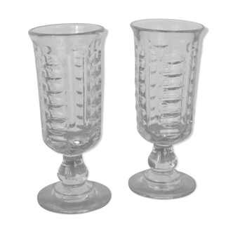 Pair of white art deco glass