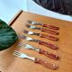 Set of 6 vintage japanese sakana forks – wooden handles