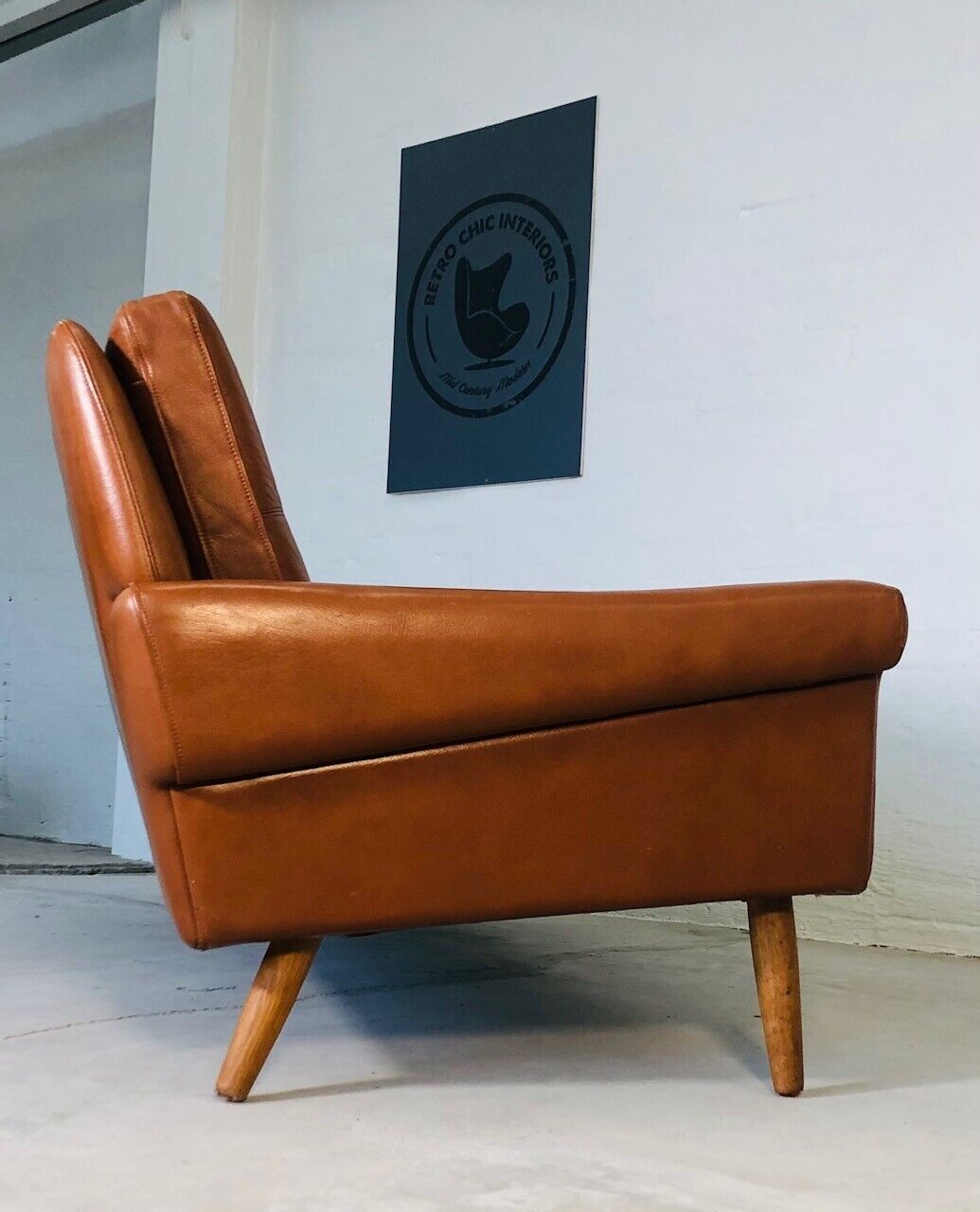 Canapé Svend Skipper vintage danois des années 60 en cuir cognac pour 3 personnes.