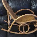 Children's rocking chair in rattan and wicker