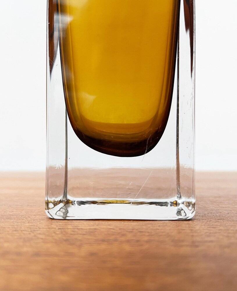 Mid-century minimalist amber coloured glass vase, 1960s.