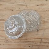 Round molded glass butter dish