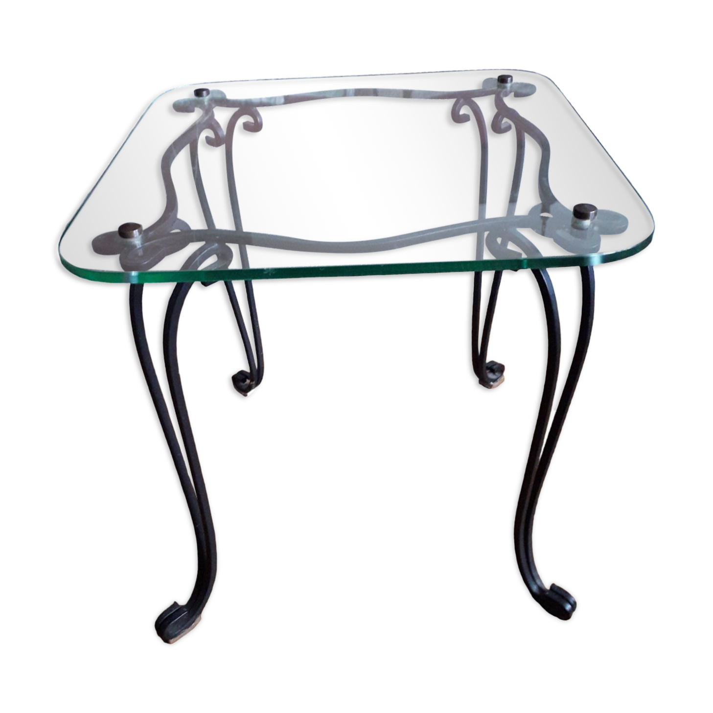 Table basse des années 50 en fer forgé