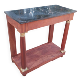 Console in old Empire style with a wooden frame and marble top.