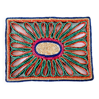 Trivet in multicolored colored rope 1970