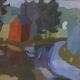Original Swedish Oil on Panel – “House and Stream” by Pelle Nilsson, Dated
