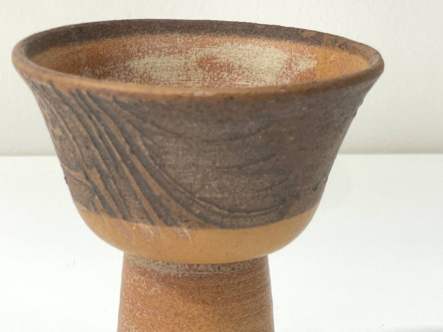 Vintage Scandinavian stoneware chalice cup, Höganäs style, 1960s.