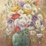 Oil on canvas bouquet of flowers signed Nicole Chalon