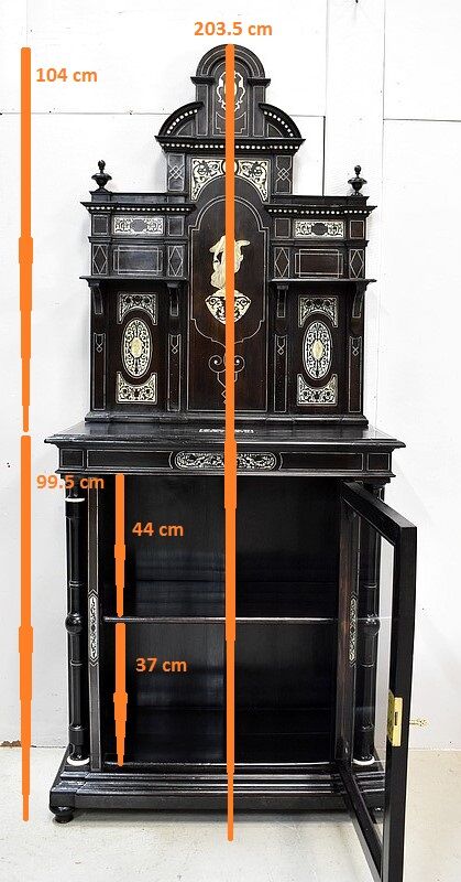 Ceremonial showcase in blackened pearwood, Napoleon III period - 1850