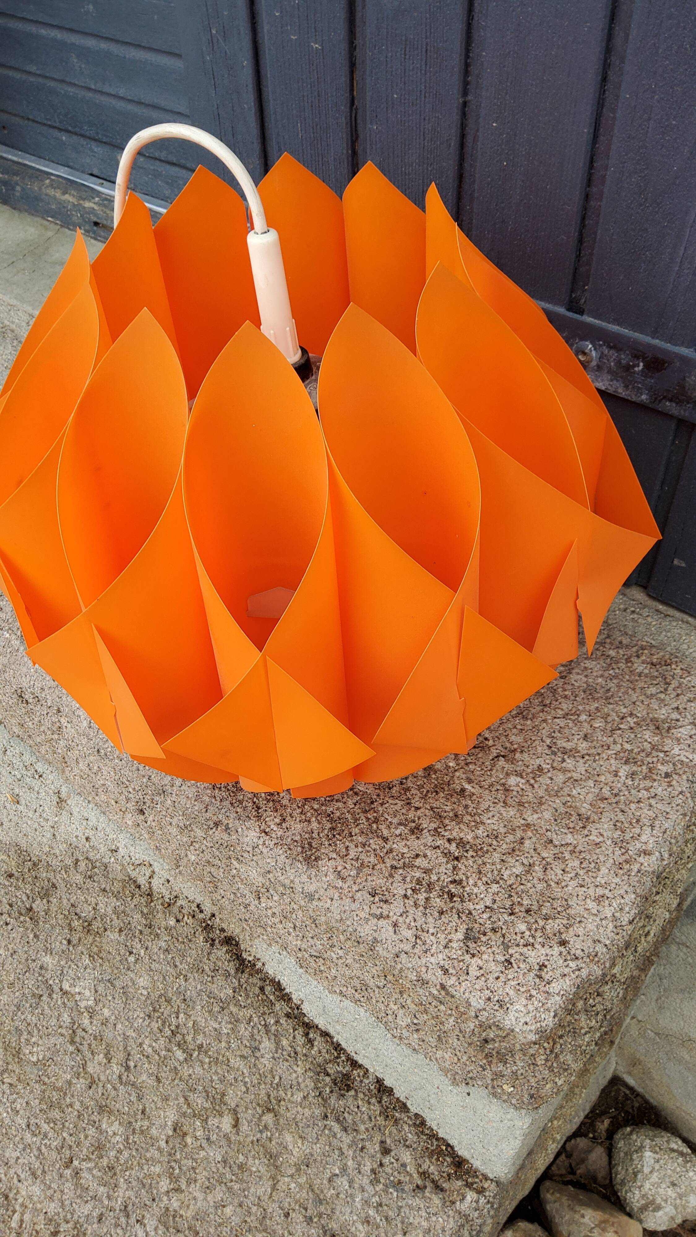 Suspension lamp by Lars Schioler butterfly model Hoyrup Light plastic editor orange 1968
