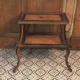 Old inlaid side table 19 th Tea table with 2 levels Wood