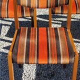 Set of 5 70s designer chairs in beech and orange and brown velvet Self éditeur