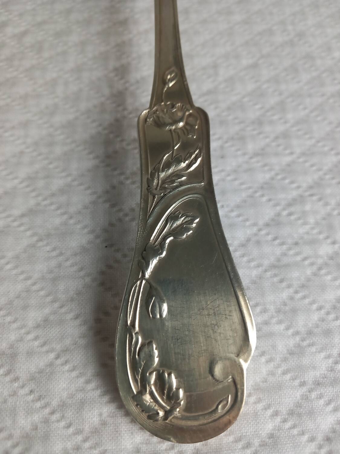 Art Nouveau cutlery set by Armand Frénais, late 19th century, silver-plated metal.