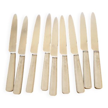 9 knives with bakelite handles, stainless steel, 1950