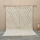 Large Beni Ouarain rug 325×200 – Handcrafted natural wool rug with soft diamond geometry, GO-946