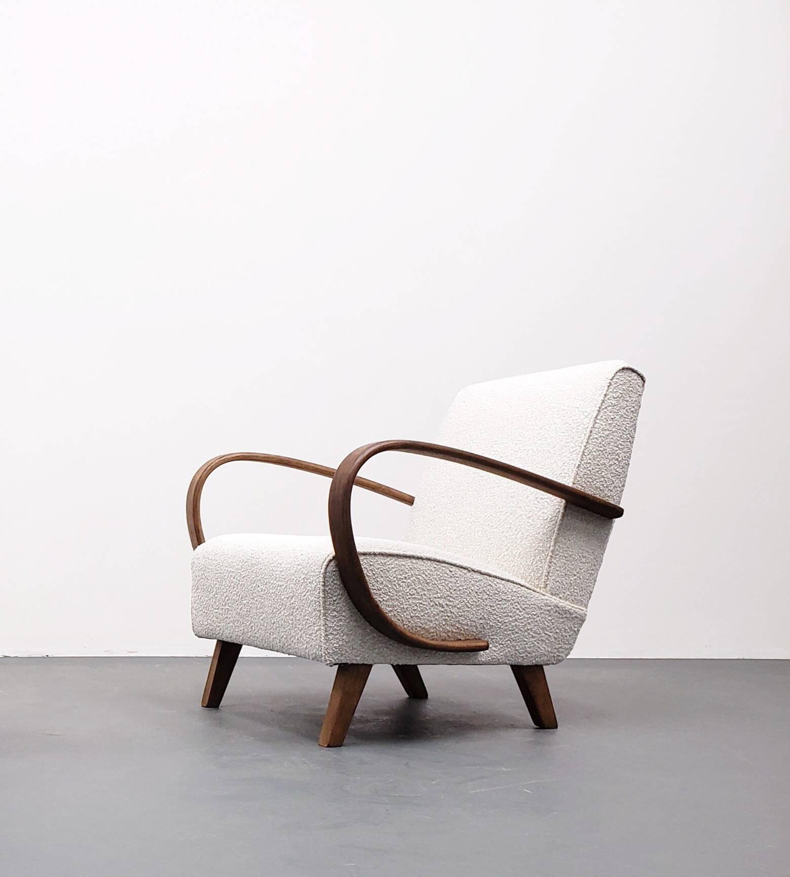 1930 Jindrich Halabala Bentwood Armchair in Ivory Premium Buckle
