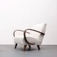 1930 Jindrich Halabala Bentwood Armchair in Ivory Premium Buckle