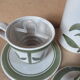 Longchamps faience - apothecary pot and 2 infusion cups from the 1970s