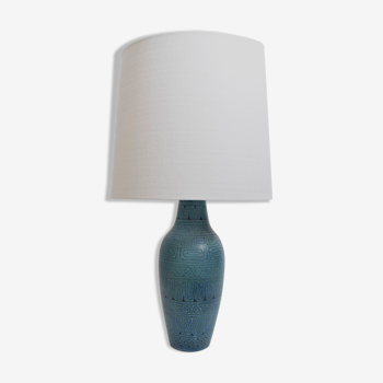 Lampe de table en céramique bleue, années 1960