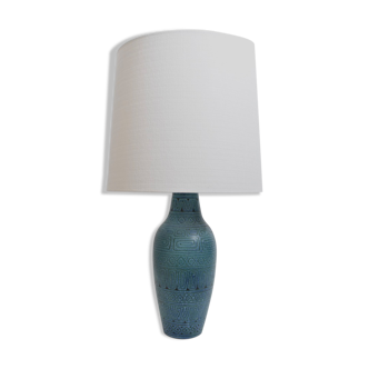 Lampe de table en céramique bleue, années 1960