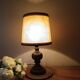 rustic chic turned wooden bedside lamp, leather shade