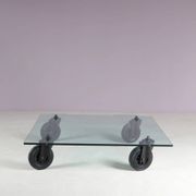 Coffee table "Table with Wheels" from the 1980s by Gae Aulenti for Fontana Arte, Italy.