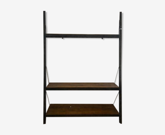 Handcrafted reclaimed wood and antiqued metal bookcase/TV unit