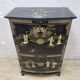 Vintage Chinese black lacquer cabinet soapstone, mother-of-pearl bohemia
