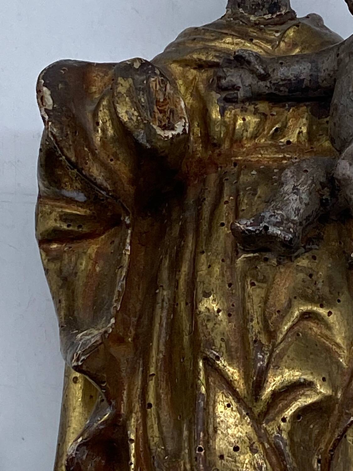Antique wooden sculpture, Virgin and Child, 17th century