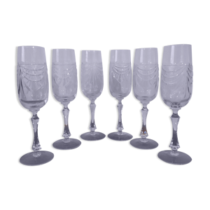 Lot de 6 flûtes à champagne - cristal lorraine